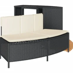 vidaXL Borde bañera hidromasaje madera acacia y ratán sintético Negro Best