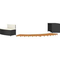 vidaXL Borde bañera hidromasaje madera acacia y ratán sintético Negro Best