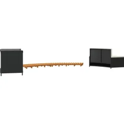 vidaXL Borde bañera hidromasaje madera acacia y ratán sintético Negro Best