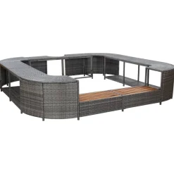 vidaXL Borde cuadrado bañera hidromasaje ratán PE 268x268x55 cm Gris