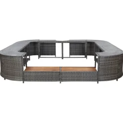 vidaXL Borde cuadrado bañera hidromasaje ratán PE 268x268x55 cm Gris