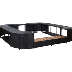 vidaXL Borde cuadrado bañera hidromasaje ratán PE 268x268x55 cm Negro Hot