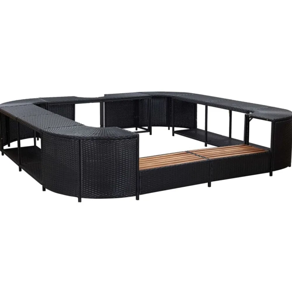 vidaXL Borde cuadrado bañera hidromasaje ratán PE 268x268x55 cm Negro Hot