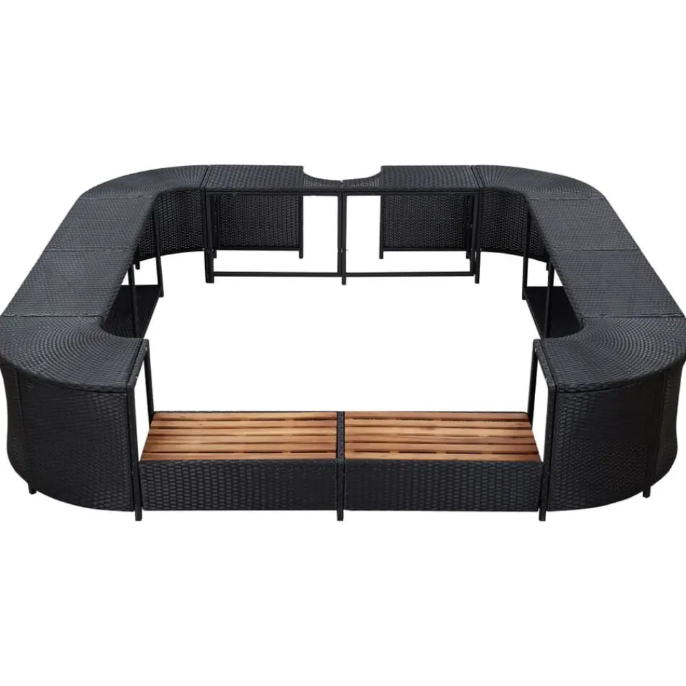vidaXL Borde cuadrado bañera hidromasaje ratán PE 268x268x55 cm Negro Hot