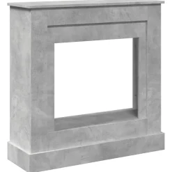 vidaXL Accesorios Para Hornos De Leña Y Chimeneas-Borde de chimenea madera ingeniería gris hormigón 90x30x90 cm