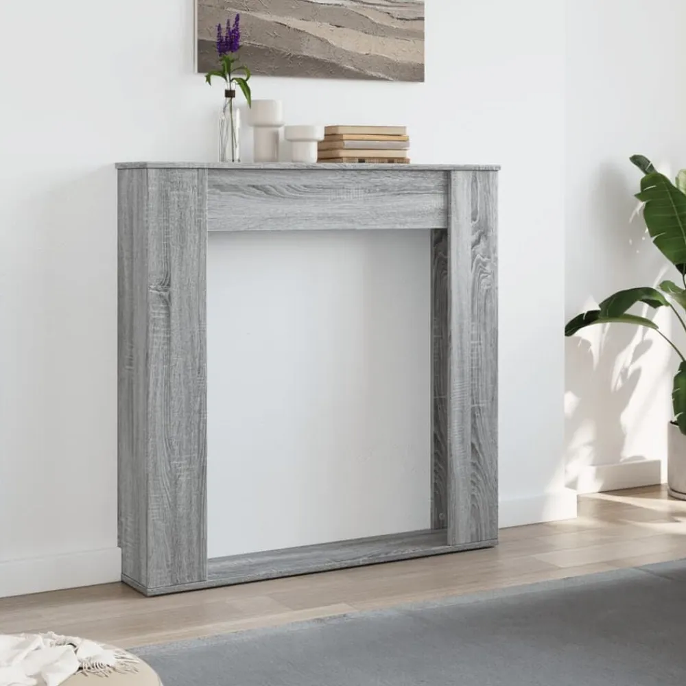 vidaXL Borde de chimenea madera ingeniería 100x20x100 cm Gris sonoma
