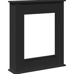vidaXL Borde de chimenea madera de ingeniería 75x20x87,5 cm Negro New