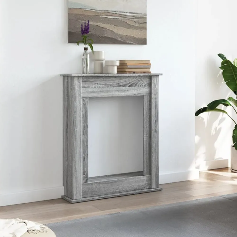 vidaXL Borde de chimenea madera ingeniería 75x20x87,5 cm Gris sonoma Hot