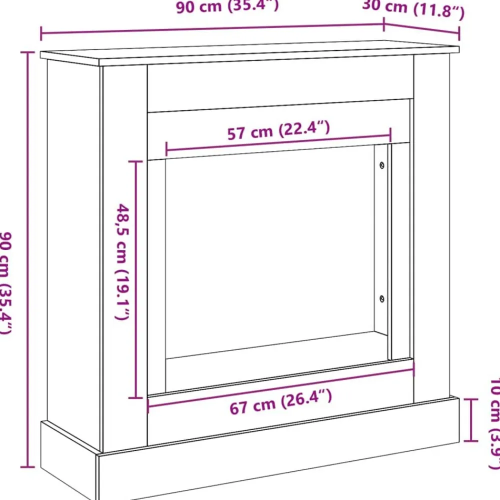 vidaXL Accesorios Para Hornos De Leña Y Chimeneas-Borde de chimenea madera ingeniería envejecida 90x30x90 cm