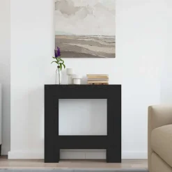 vidaXL Borde de chimenea madera ingeniería 81x18x82 cm Roble negro Outlet