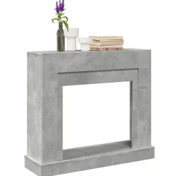 vidaXL Accesorios Para Hornos De Leña Y Chimeneas-Borde de chimenea madera ingeniería gris hormigón 100x30x87,5cm