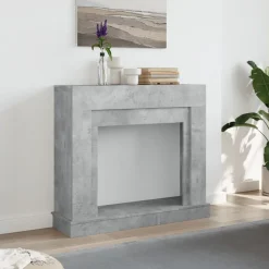 vidaXL Accesorios Para Hornos De Leña Y Chimeneas-Borde de chimenea madera ingeniería gris hormigón 100x30x87,5cm