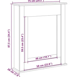 vidaXL Borde de chimenea madera ingeniería 75x20x87,5 cm Roble artisan Discount