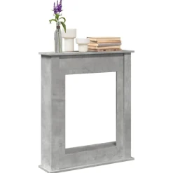 vidaXL Accesorios Para Hornos De Leña Y Chimeneas-Borde de chimenea madera ingeniería gris hormigón 75x20x87,5 cm