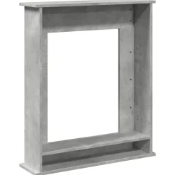 vidaXL Accesorios Para Hornos De Leña Y Chimeneas-Borde de chimenea madera ingeniería gris hormigón 75x20x87,5 cm