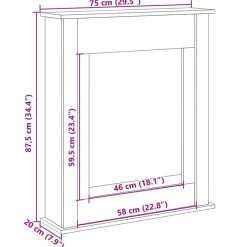 vidaXL Accesorios Para Hornos De Leña Y Chimeneas-Borde de chimenea madera ingeniería gris hormigón 75x20x87,5 cm