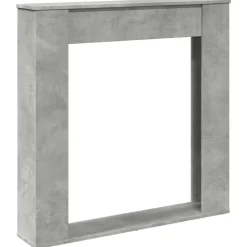 vidaXL Accesorios Para Hornos De Leña Y Chimeneas-Borde de chimenea madera ingeniería gris hormigón 100x20x100 cm