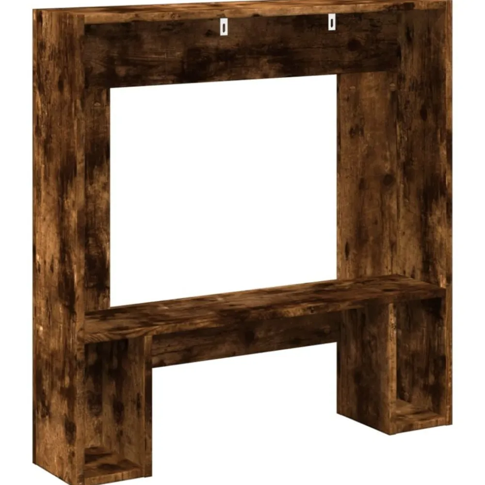vidaXL Borde de chimenea madera ingeniería 81x18x82 cm Roble ahumado Clearance