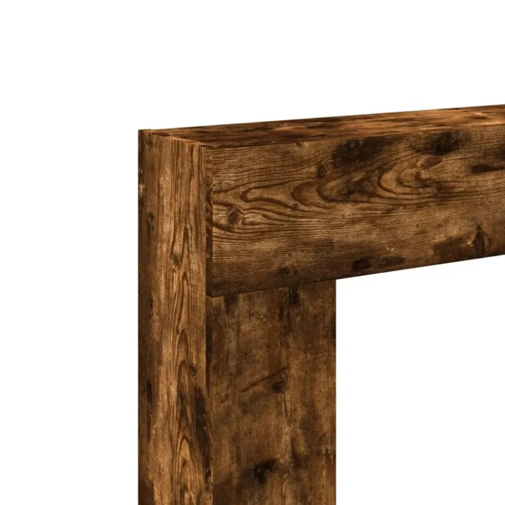 vidaXL Borde de chimenea madera ingeniería 81x18x82 cm Roble ahumado Clearance