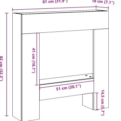 vidaXL Borde de chimenea madera ingeniería 81x18x82 cm Roble ahumado Clearance