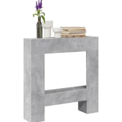 vidaXL Borde de chimenea madera ingeniería gris hormigón 81x18x82 cm Gris hormig&oacute;n Online