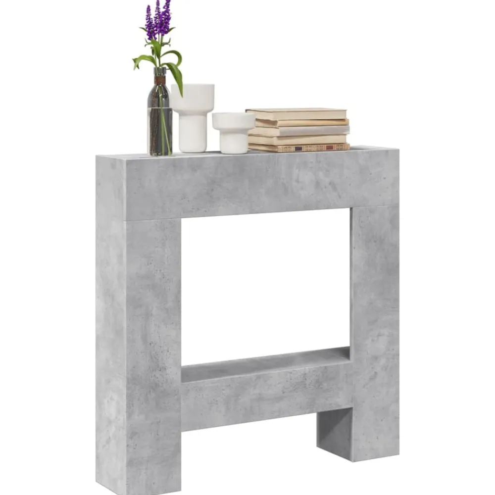 vidaXL Borde de chimenea madera ingeniería gris hormigón 81x18x82 cm Gris hormigón Online
