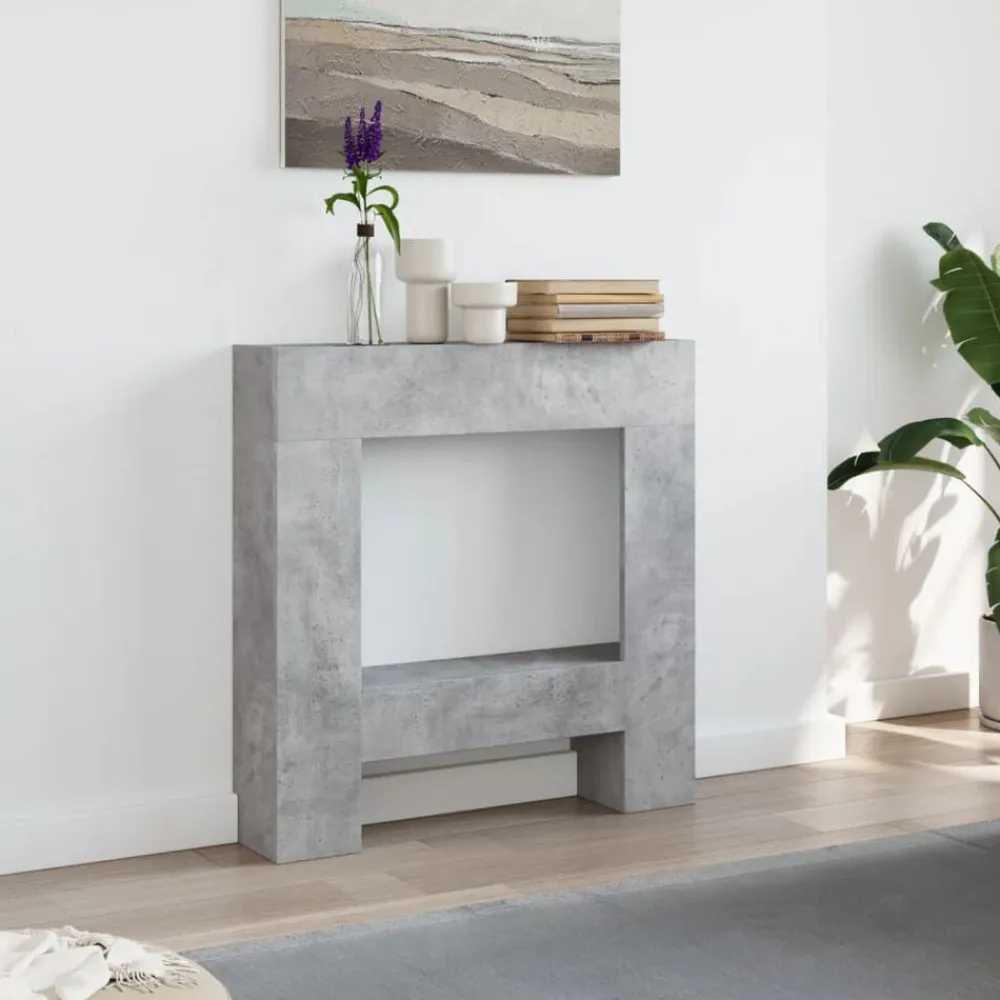 vidaXL Borde de chimenea madera ingeniería gris hormigón 81x18x82 cm Gris hormigón Online
