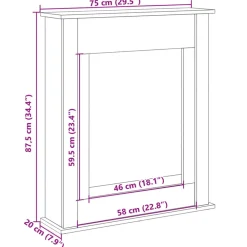 vidaXL Borde de chimenea madera ingeniería 75x20x87,5 cm Roble ahumado Hot
