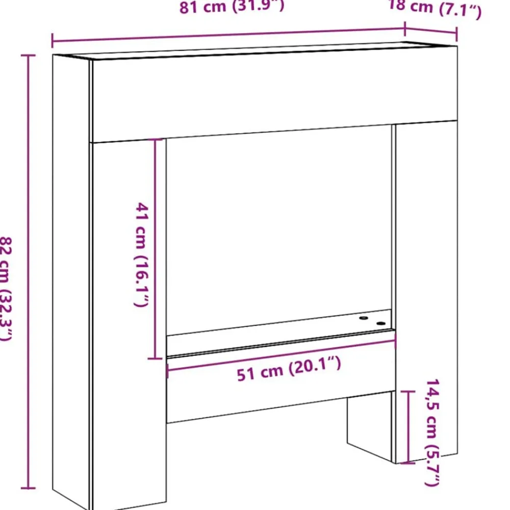 vidaXL Accesorios Para Hornos De Leña Y Chimeneas-Borde de chimenea madera ingeniería envejecida 81x18x82 cm