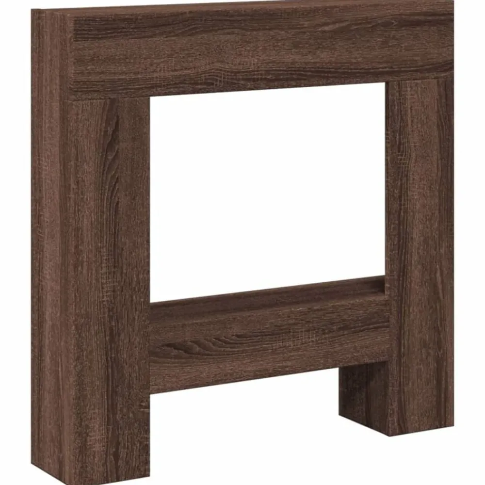 vidaXL Borde de chimenea madera ingeniería marrón roble 81x18x82 cm Marrón roble Clearance