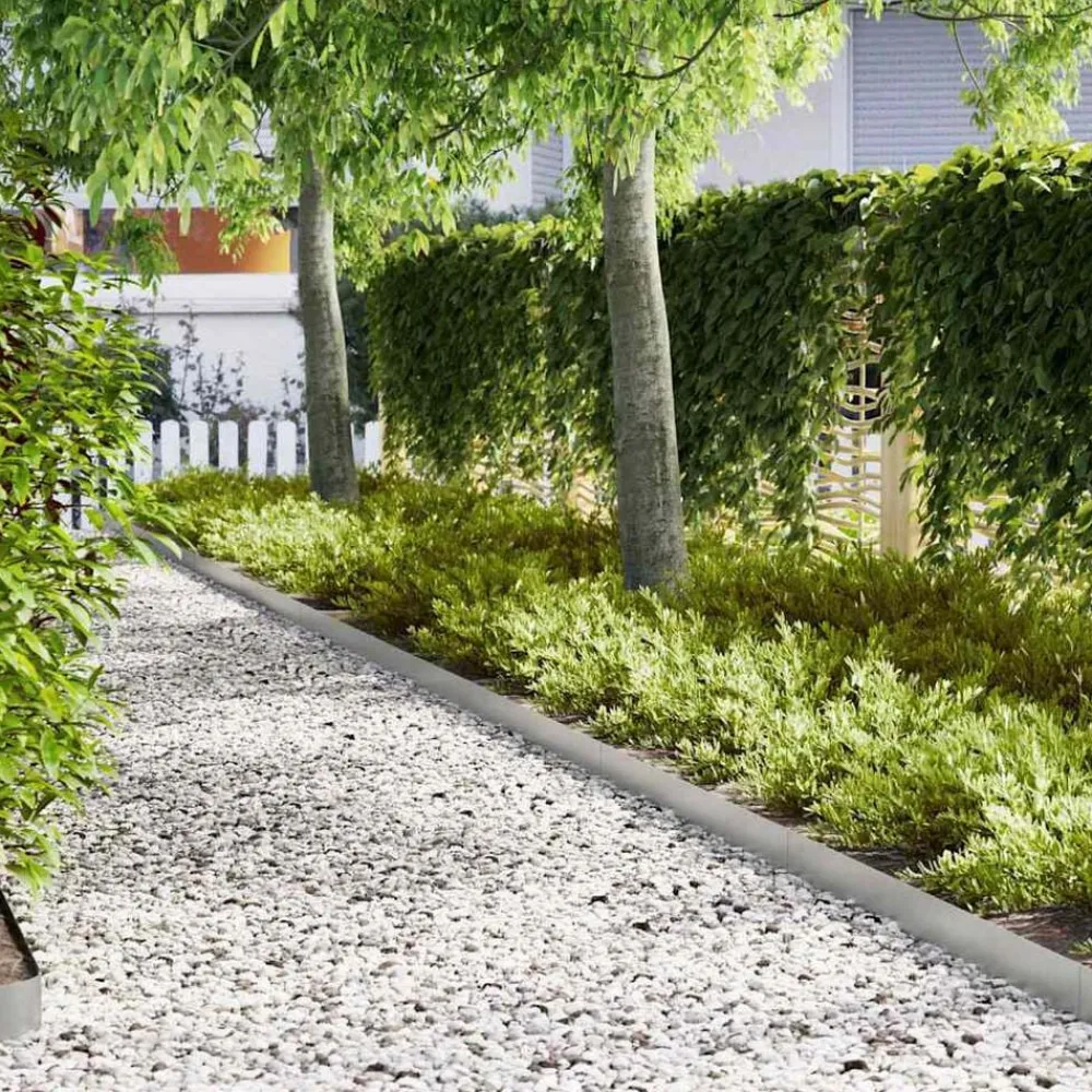 vidaXL Vallas De Jardín-Borde de Césped 10 pcs Plateado 100 x 0.05 x 20 cm