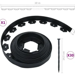 vidaXL Vallas De Jardín-Borde de césped flexible con 30 estacas 10 m 5 cm