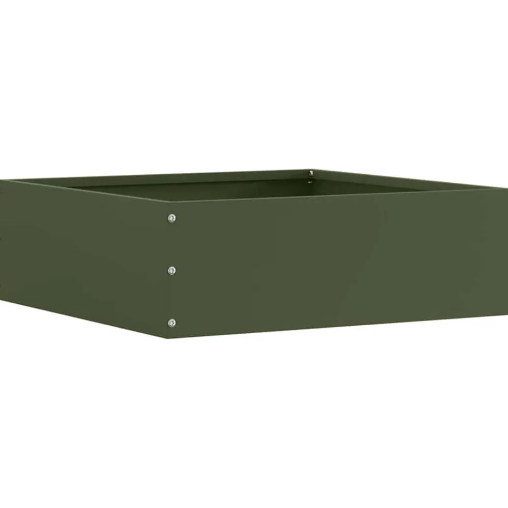 vidaXL Borde de Césped 40 x 40 x 13 cm Acero Verde oliva New