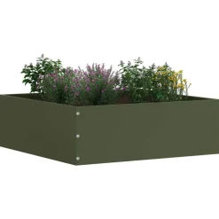 vidaXL Borde de Césped 40 x 40 x 13 cm Acero Verde oliva New