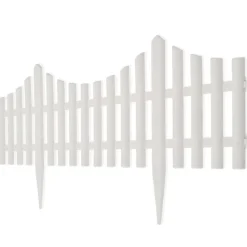 vidaXL Borde divisor de césped 17 piezas / 10 m Blanco Sale