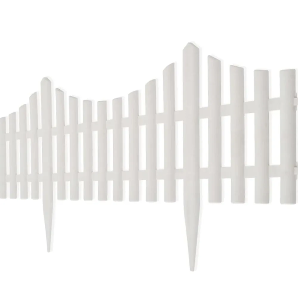 vidaXL Borde divisor de césped 17 piezas / 10 m Blanco Sale