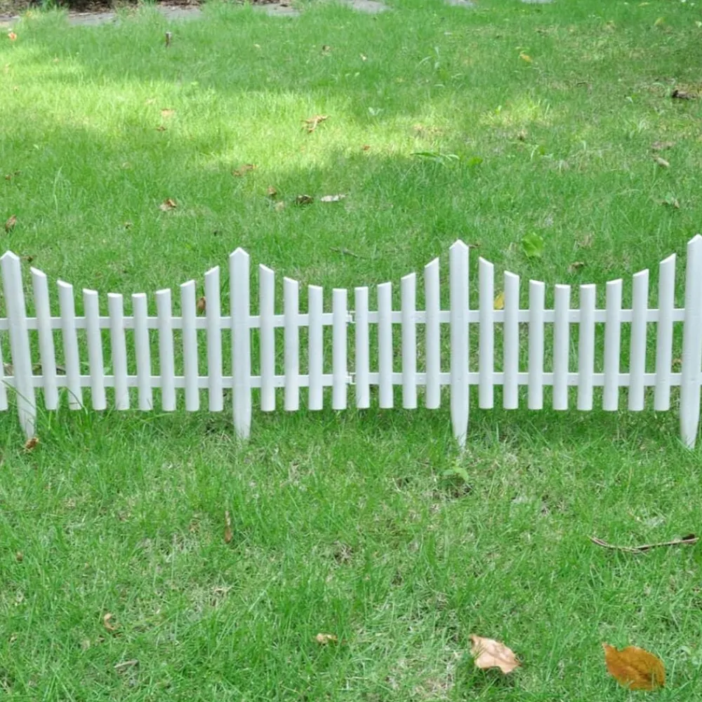 vidaXL Borde divisor de césped 17 piezas / 10 m Blanco Sale