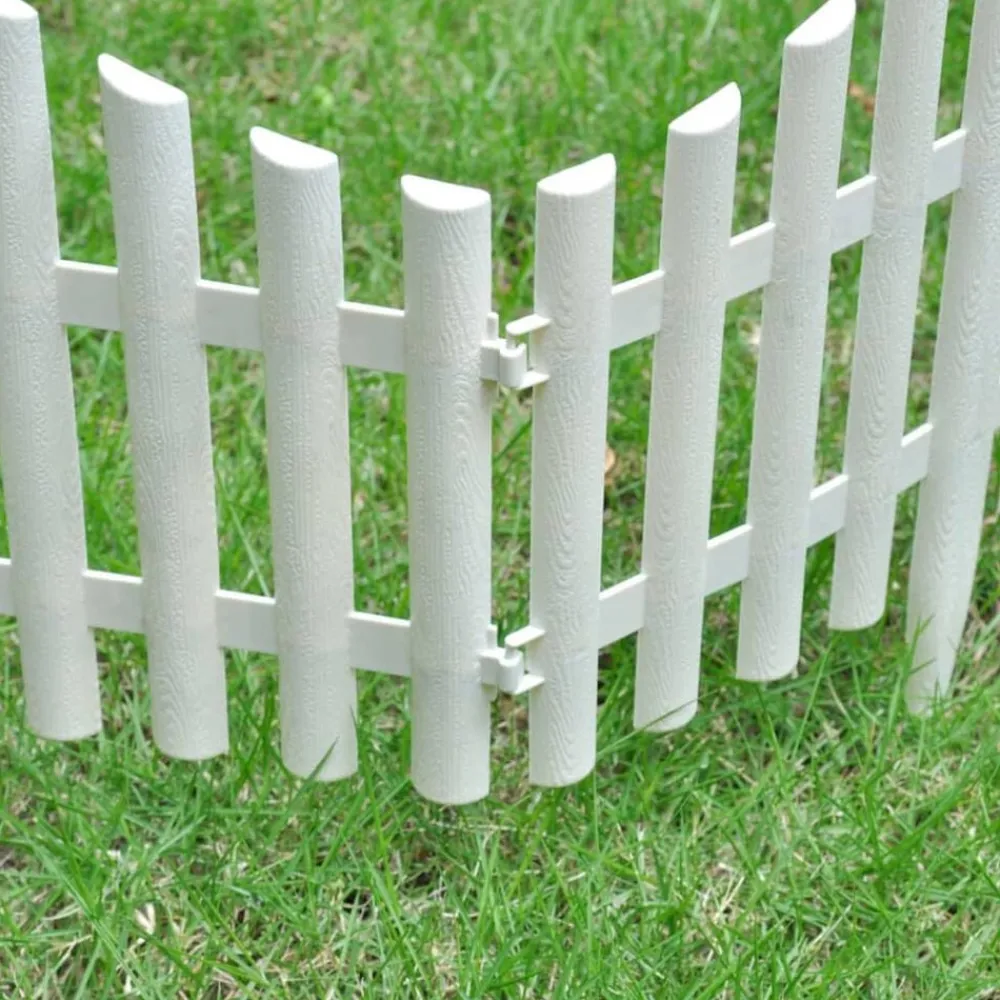 vidaXL Borde divisor de césped 17 piezas / 10 m Blanco Sale