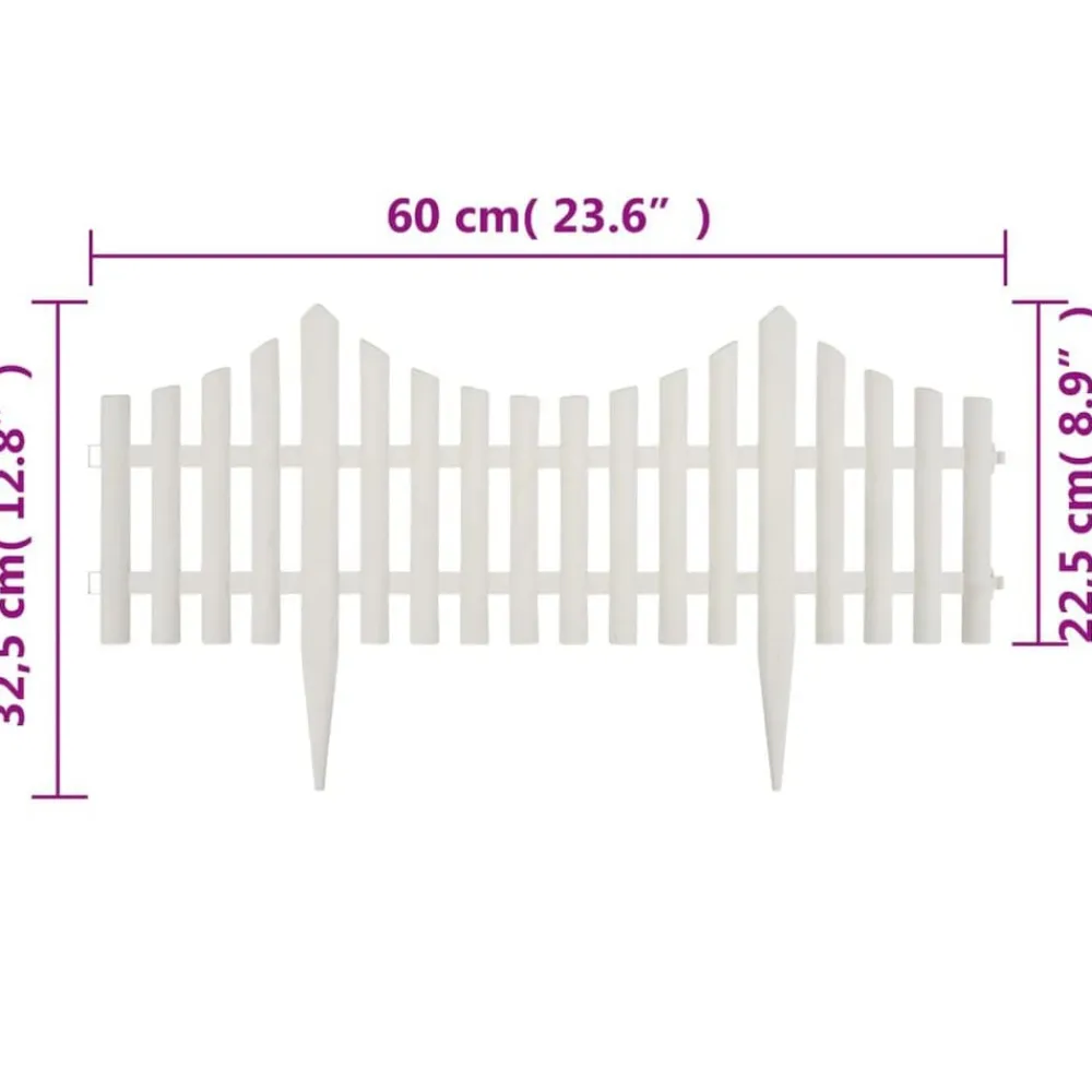 vidaXL Borde divisor de césped 17 piezas / 10 m Blanco Sale