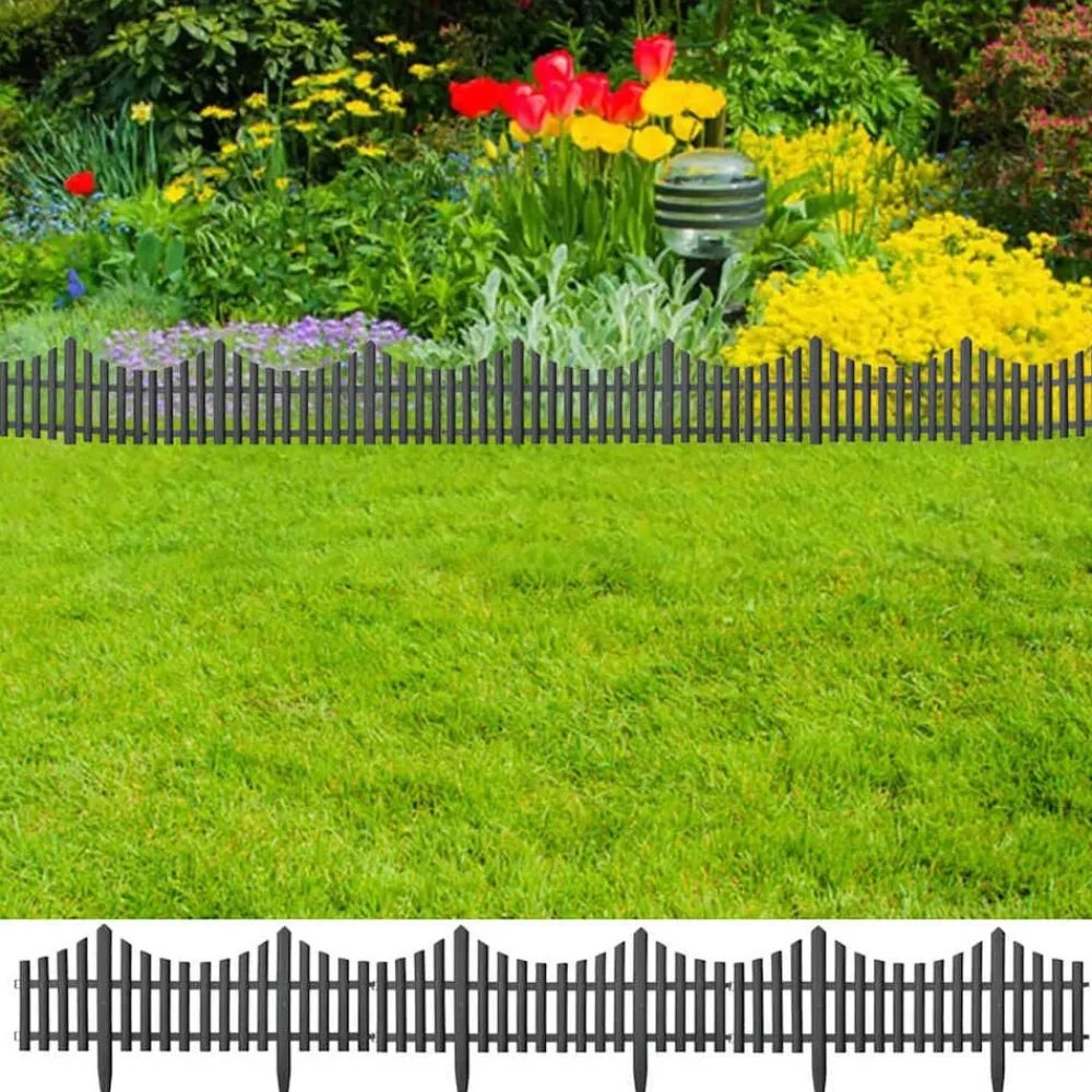 vidaXL Bordes de jardín 17 unidades PP 10 m Antracita New