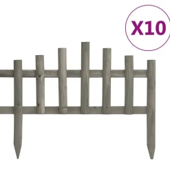 vidaXL Bordes de jardín 10 unidades madera de abeto 4,4 m Gris Outlet