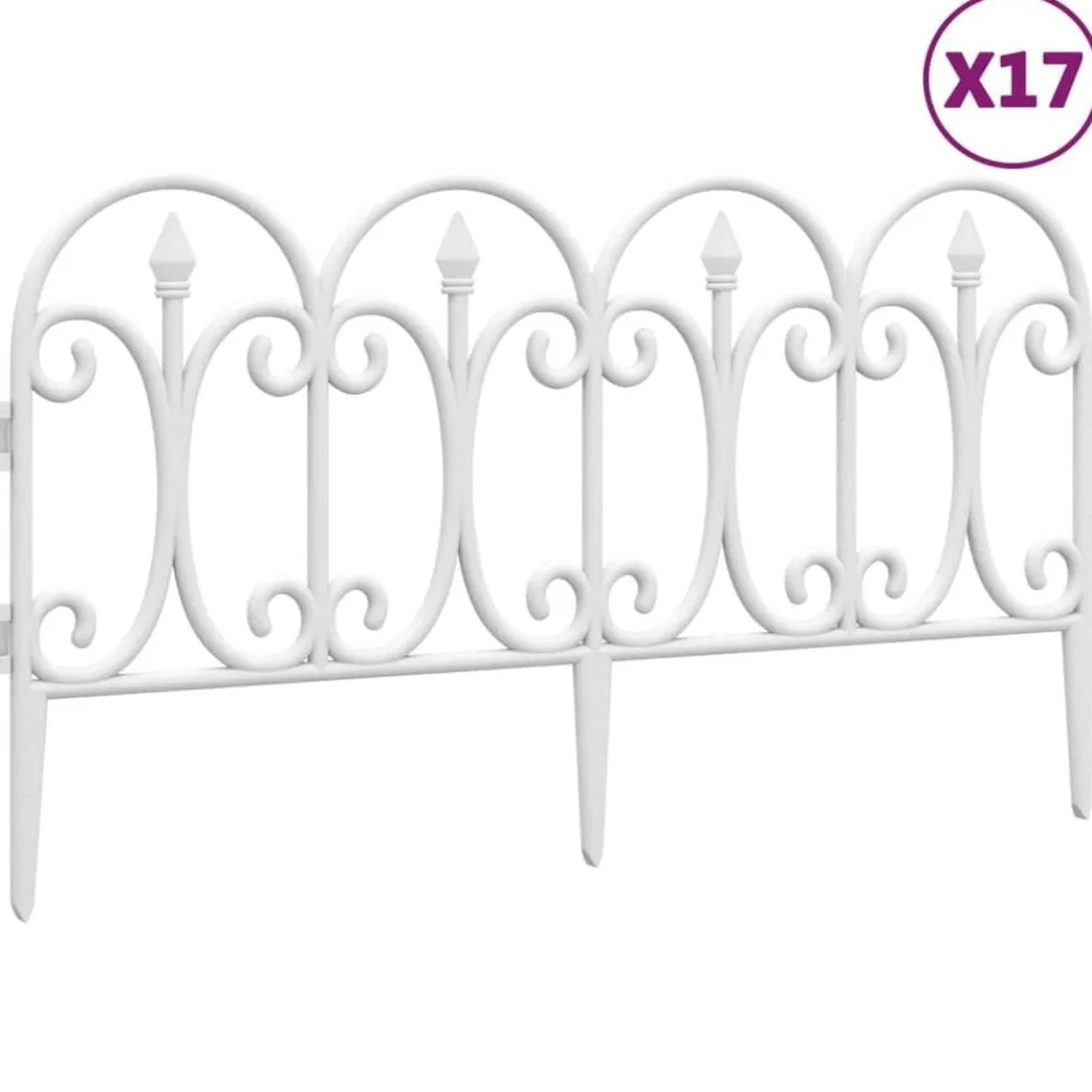 vidaXL Borduras de jardín 17 unidades PP 10 m Blanco Outlet