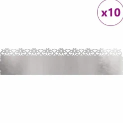 vidaXL Borduras para césped 10 pcs Plateado 103 x 0,05 x 22 cm Acero inoxidable Sale