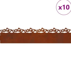 vidaXL Vallas De Jardín-Borduras para césped 10 pcs Oxidado 103 x 0,05 x 22 cm