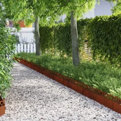 vidaXL Vallas De Jardín-Borduras para césped 10 pcs Oxidado 103 x 0,05 x 22 cm
