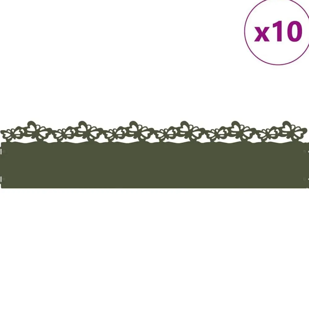vidaXL Vallas De Jardín-Borduras para césped 10 pcs 103 x 0,05 x 22 cm