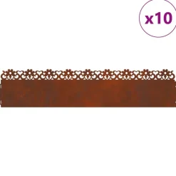 vidaXL Borduras para césped 10 pcs Oxidado 103 x 0,05 x 22 cm Acero oxidado Outlet