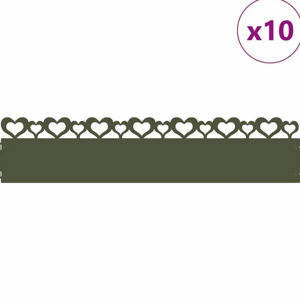 vidaXL Vallas De Jardín-Borduras para césped 10 pcs 103 x 0,05 x 22 cm
