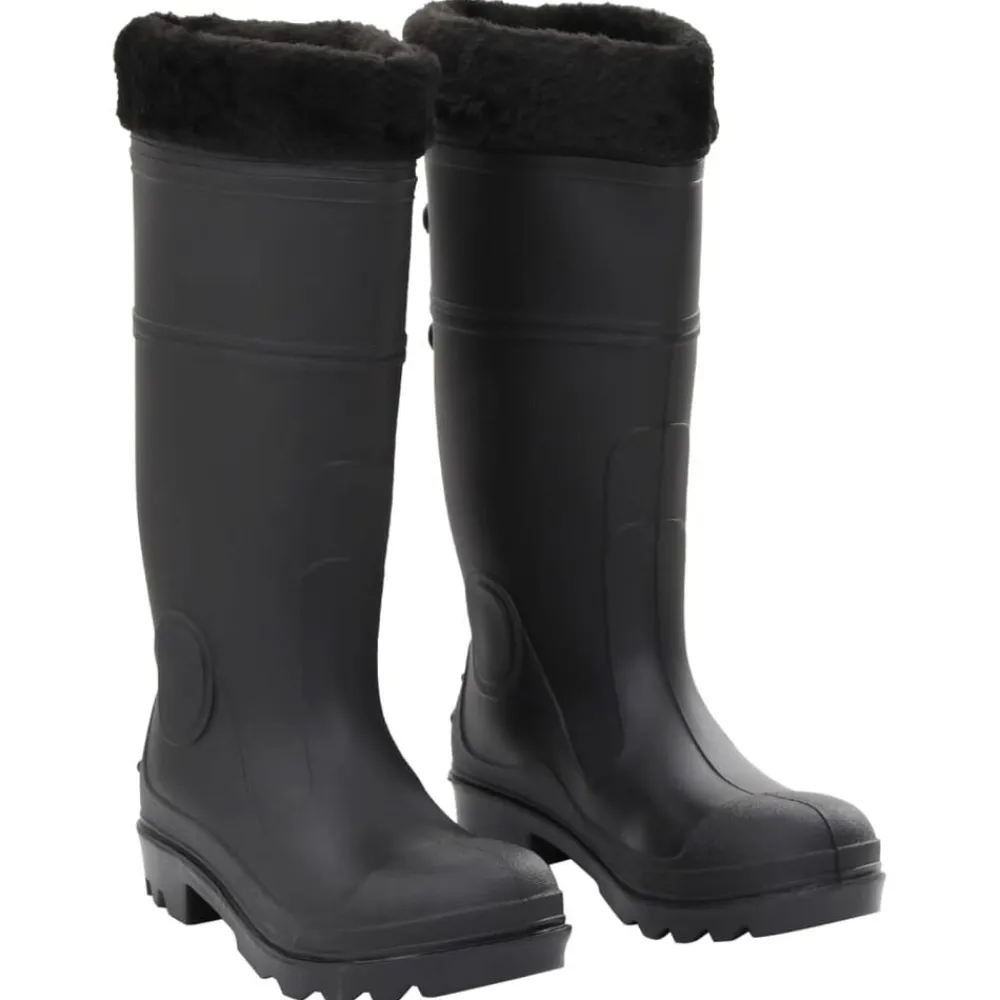 vidaXL Actividades Al Aire Libre-Botas de agua con calcetines extraíbles negro número 38 PVC