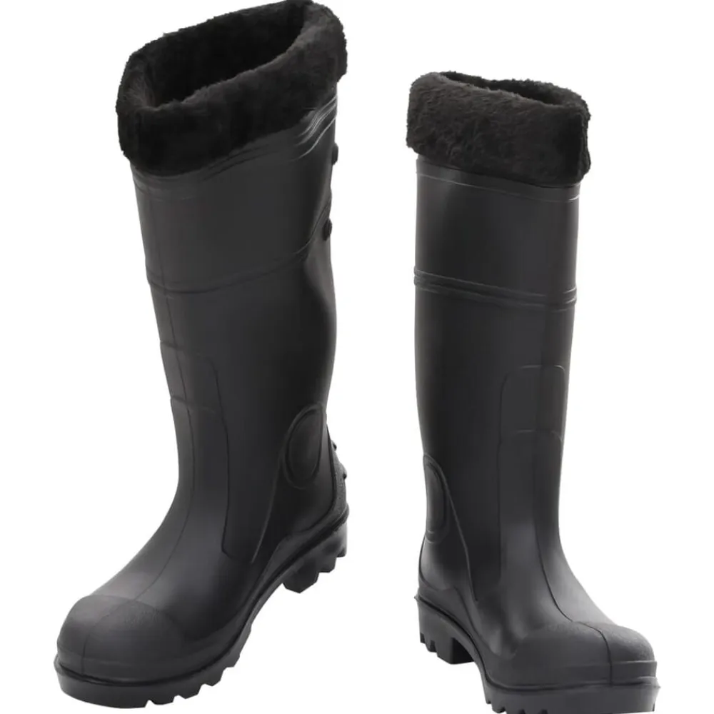 vidaXL Actividades Al Aire Libre-Botas de agua con calcetines extraíbles negro número 38 PVC